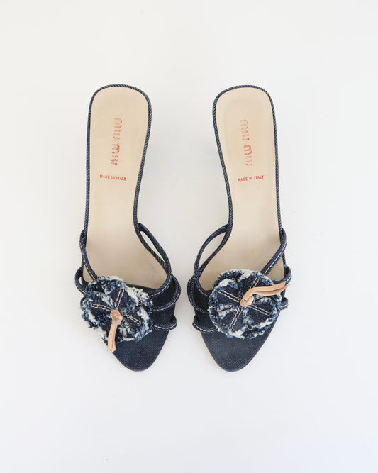 Miu Miu Denim Flower Heels