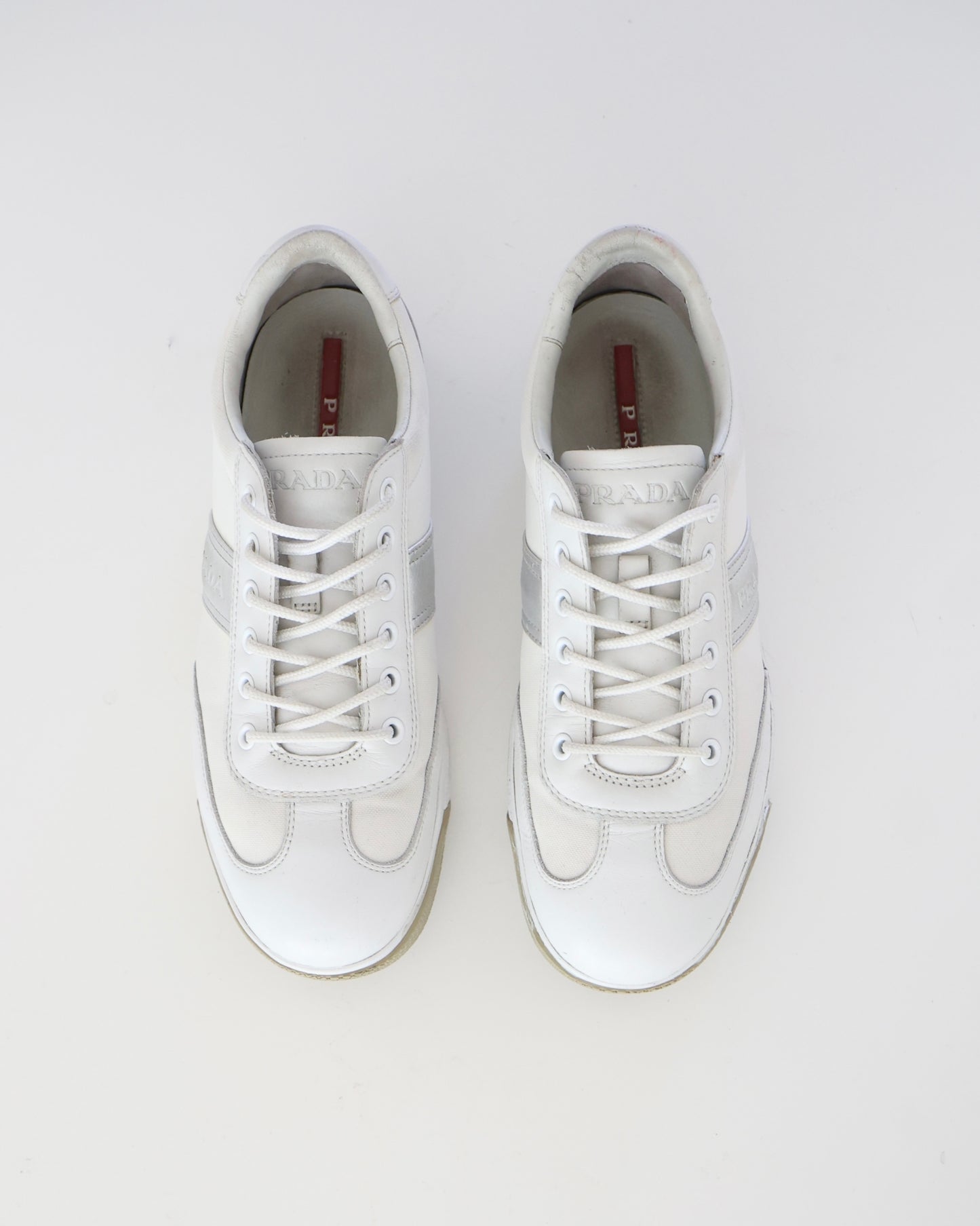 Prada White & Silver Sneakers