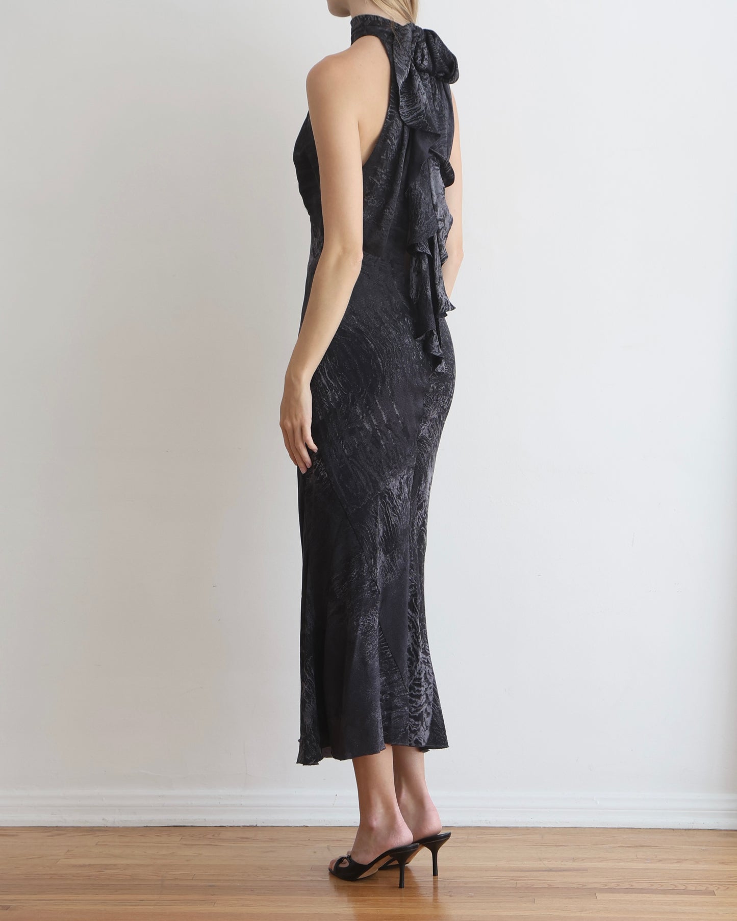 Roberto Cavalli Black & Gray Midi Dress