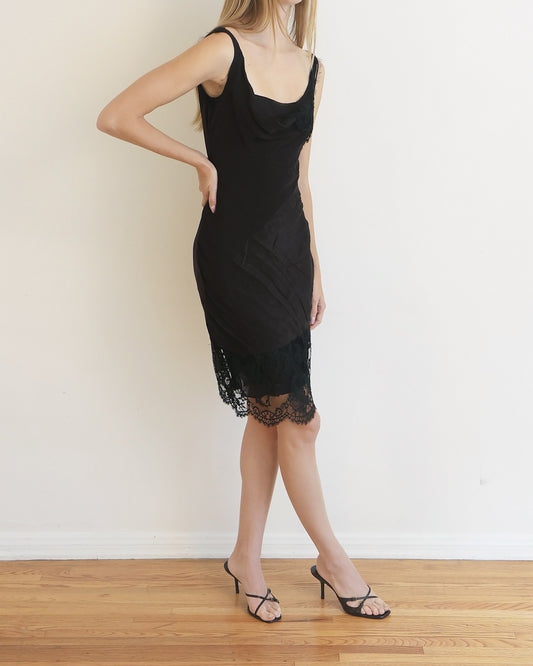 John Galliano Black Lace Dress