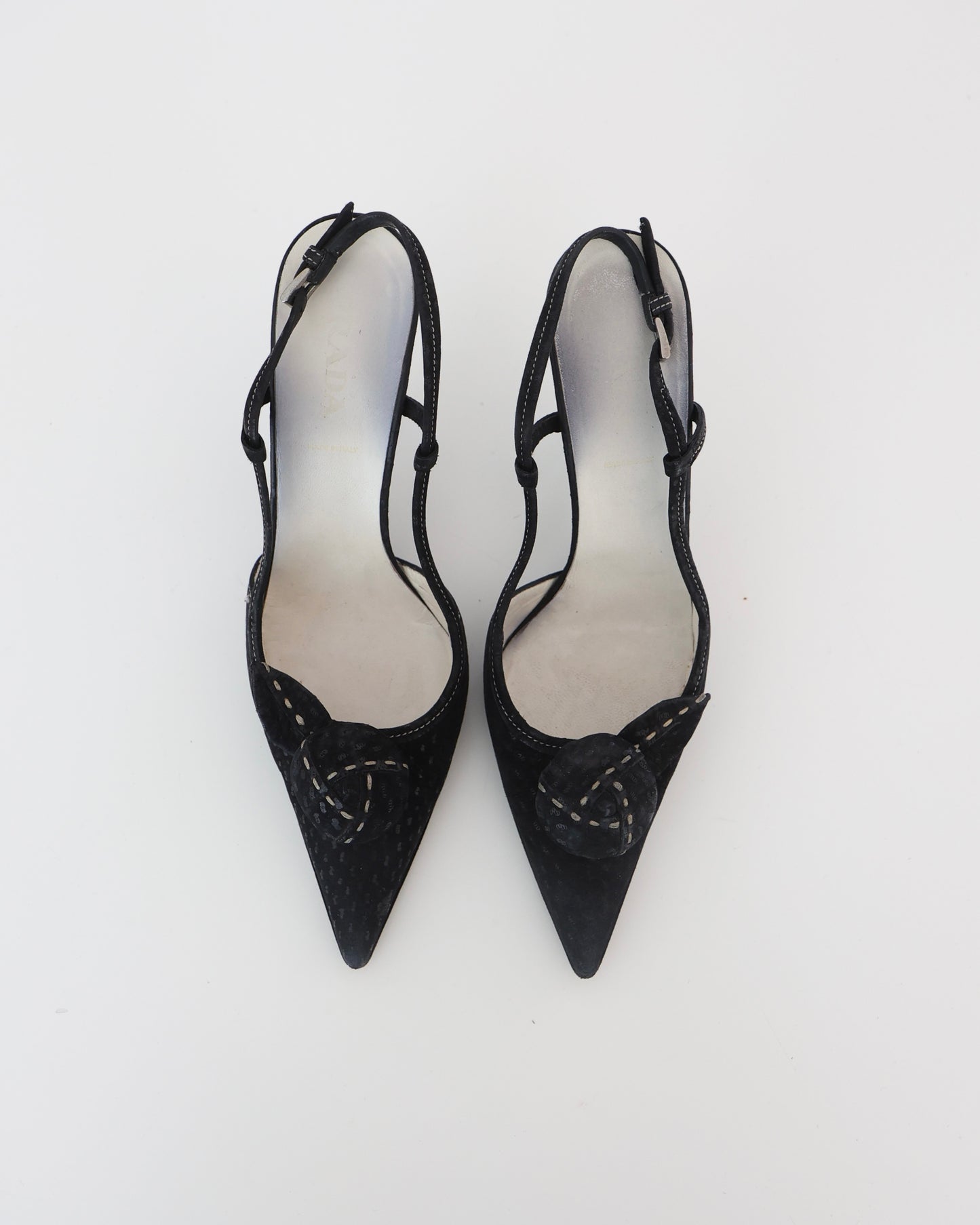 Prada Black Rosette Heels