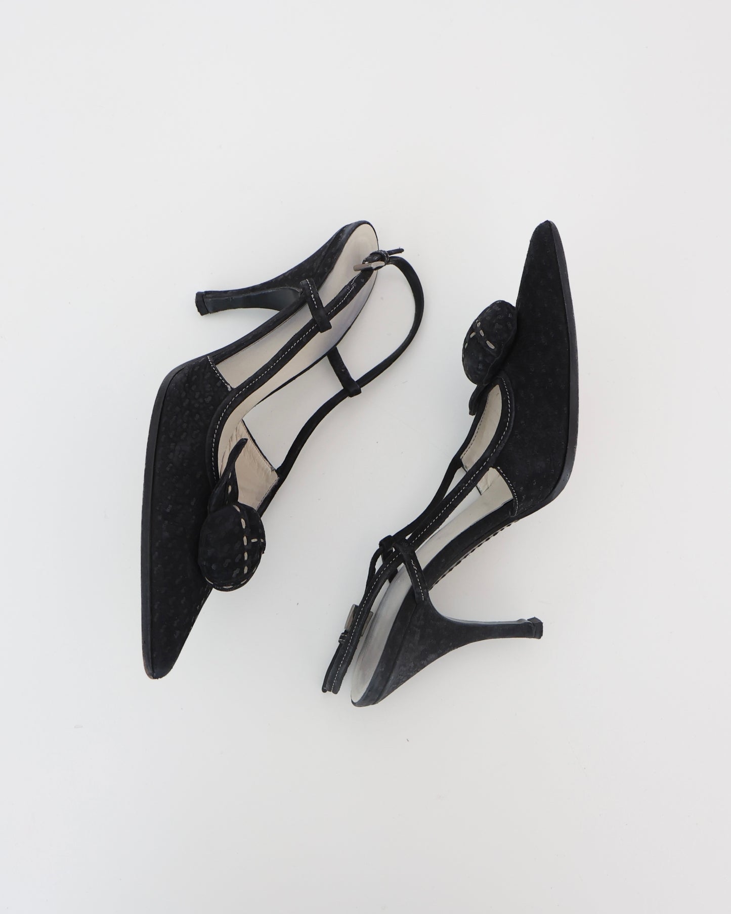 Prada Black Rosette Heels