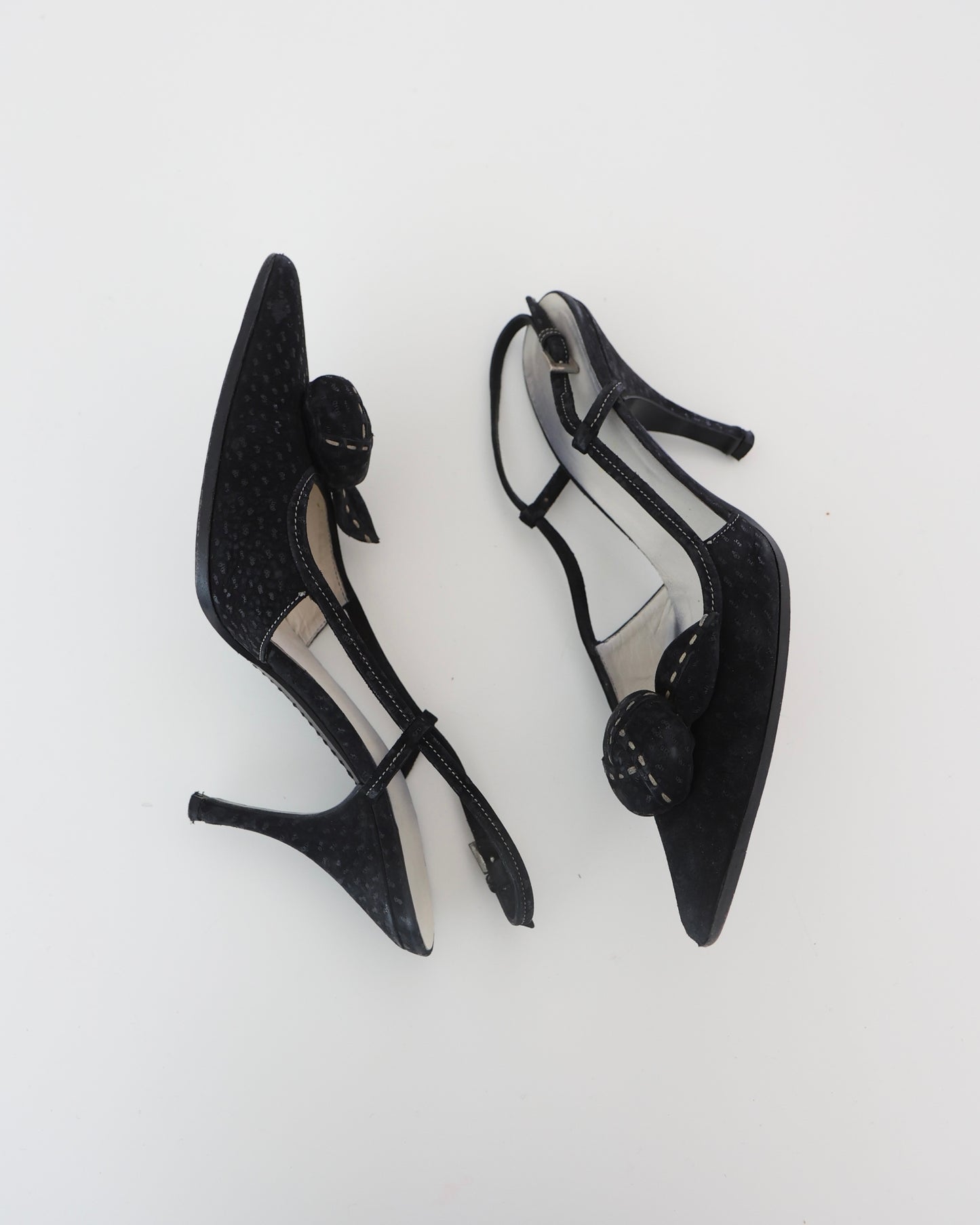 Prada Black Rosette Heels