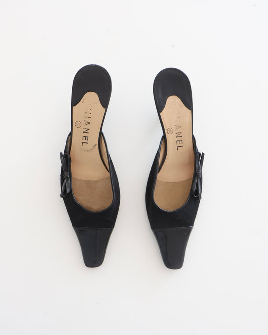 Chanel Black Bow Mules