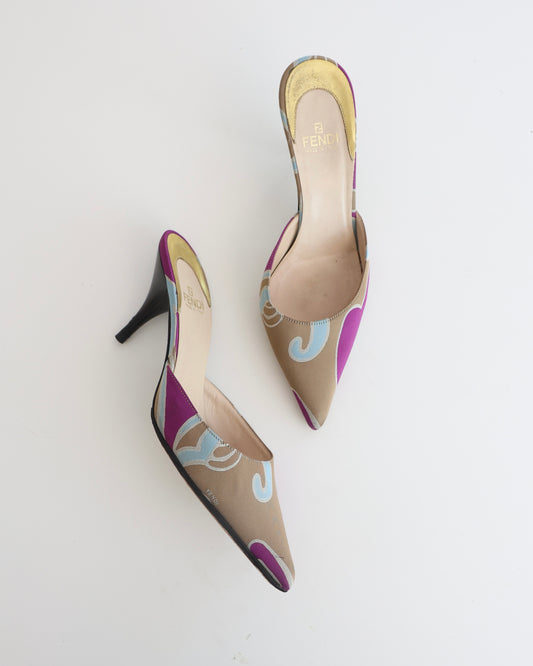 Fendi Psychedelic Print Mules