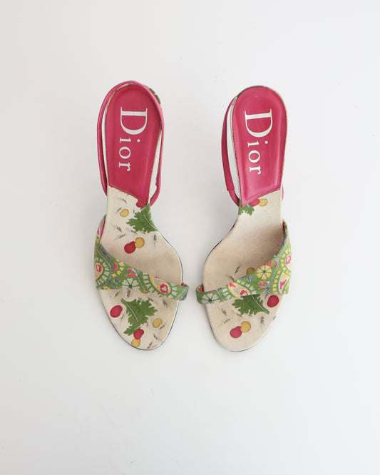 Dior Pink & Green Paisley Heels