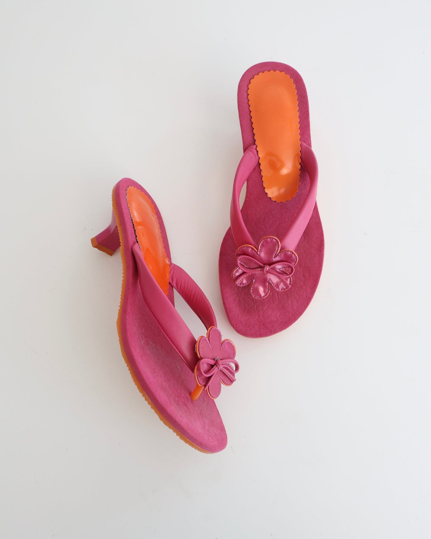 Stuart Weitzman Pink Flower Thong Heels