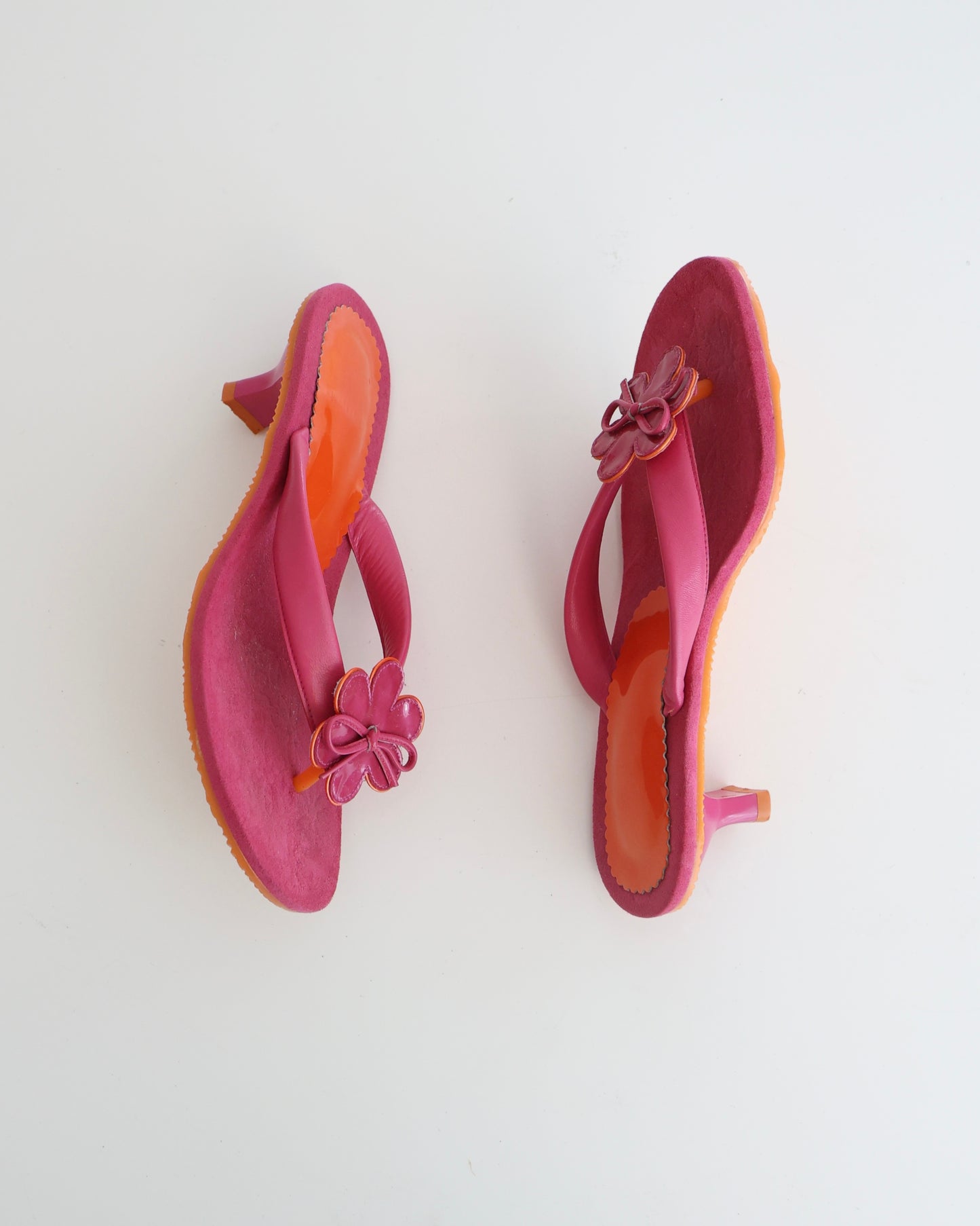 Stuart Weitzman Pink Flower Thong Heels