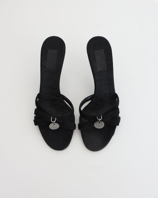 Gucci Black & Silver Medallion Heels