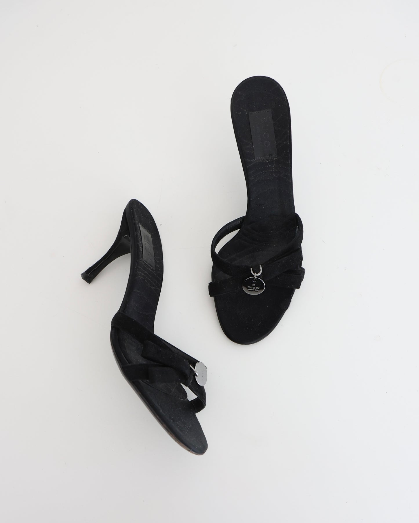 Gucci Black & Silver Medallion Heels