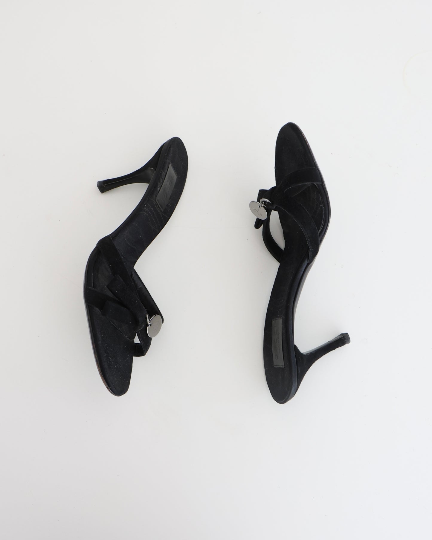 Gucci Black & Silver Medallion Heels