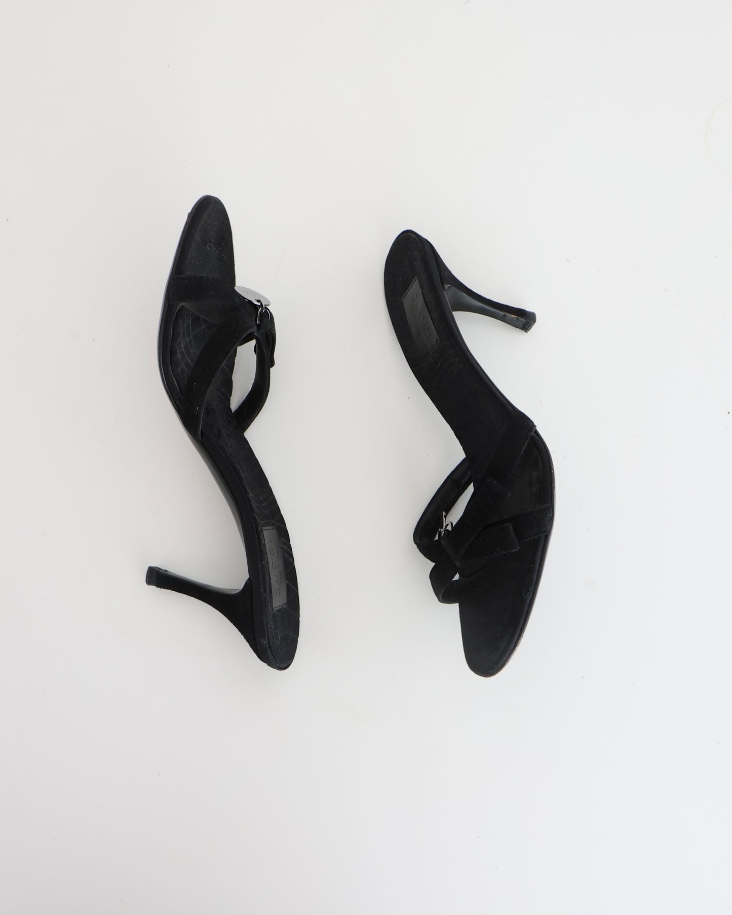 Gucci Black & Silver Medallion Heels
