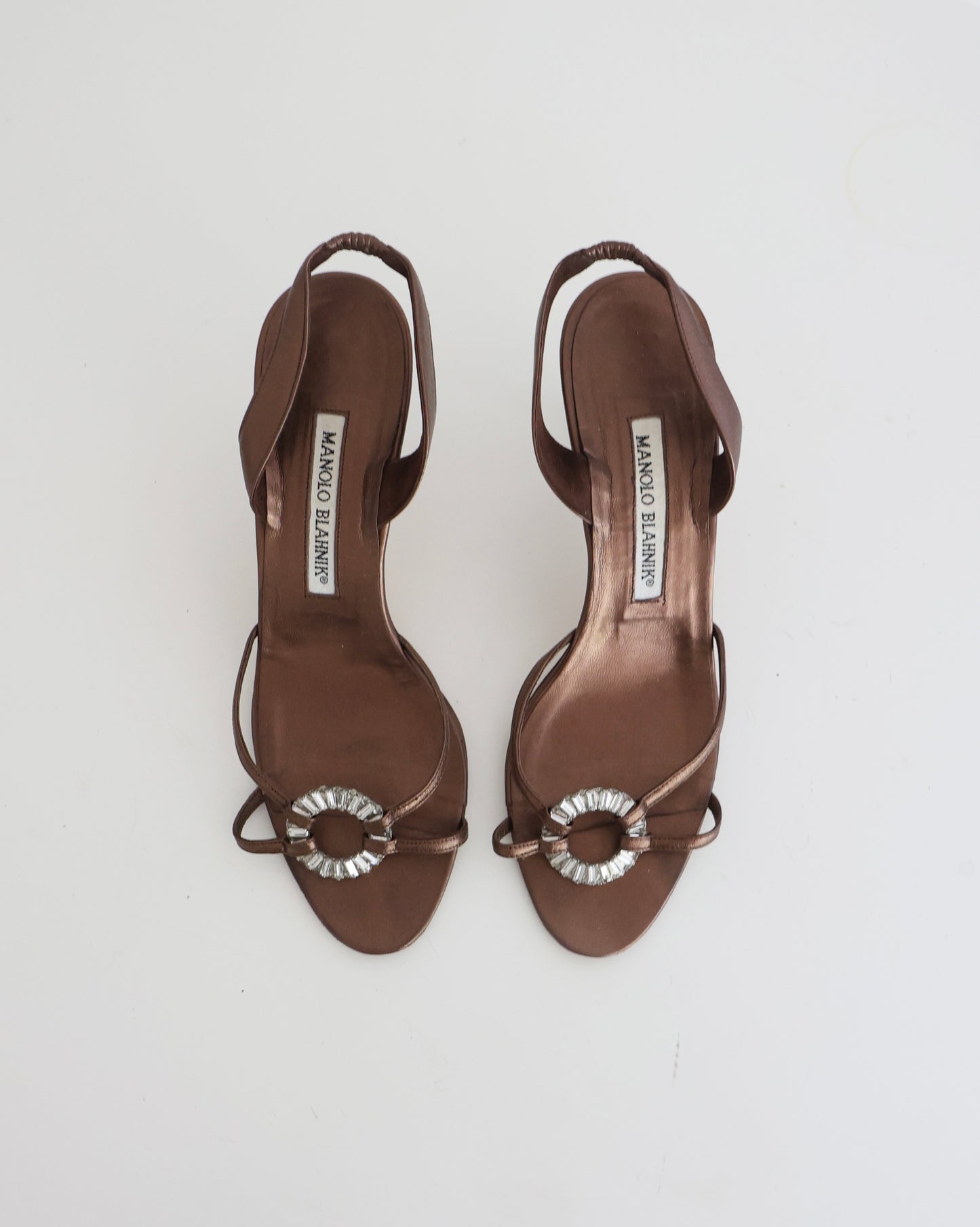 Manolo Blahnik Brown Metallic Ring Heels
