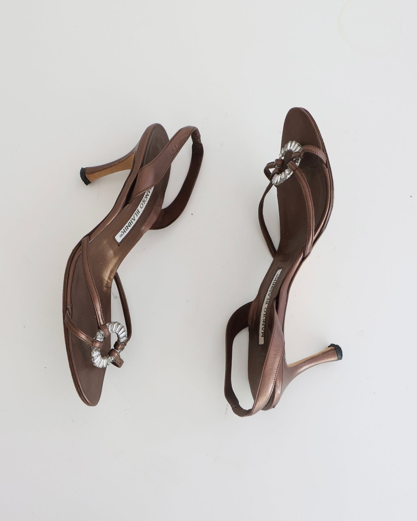 Manolo Blahnik Brown Metallic Ring Heels