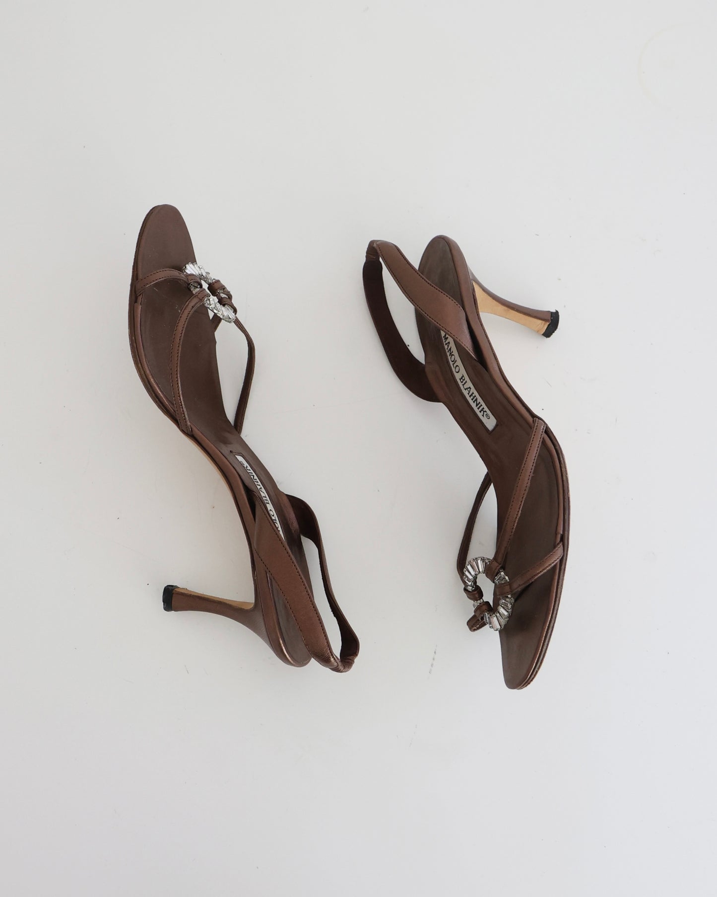 Manolo Blahnik Brown Metallic Ring Heels