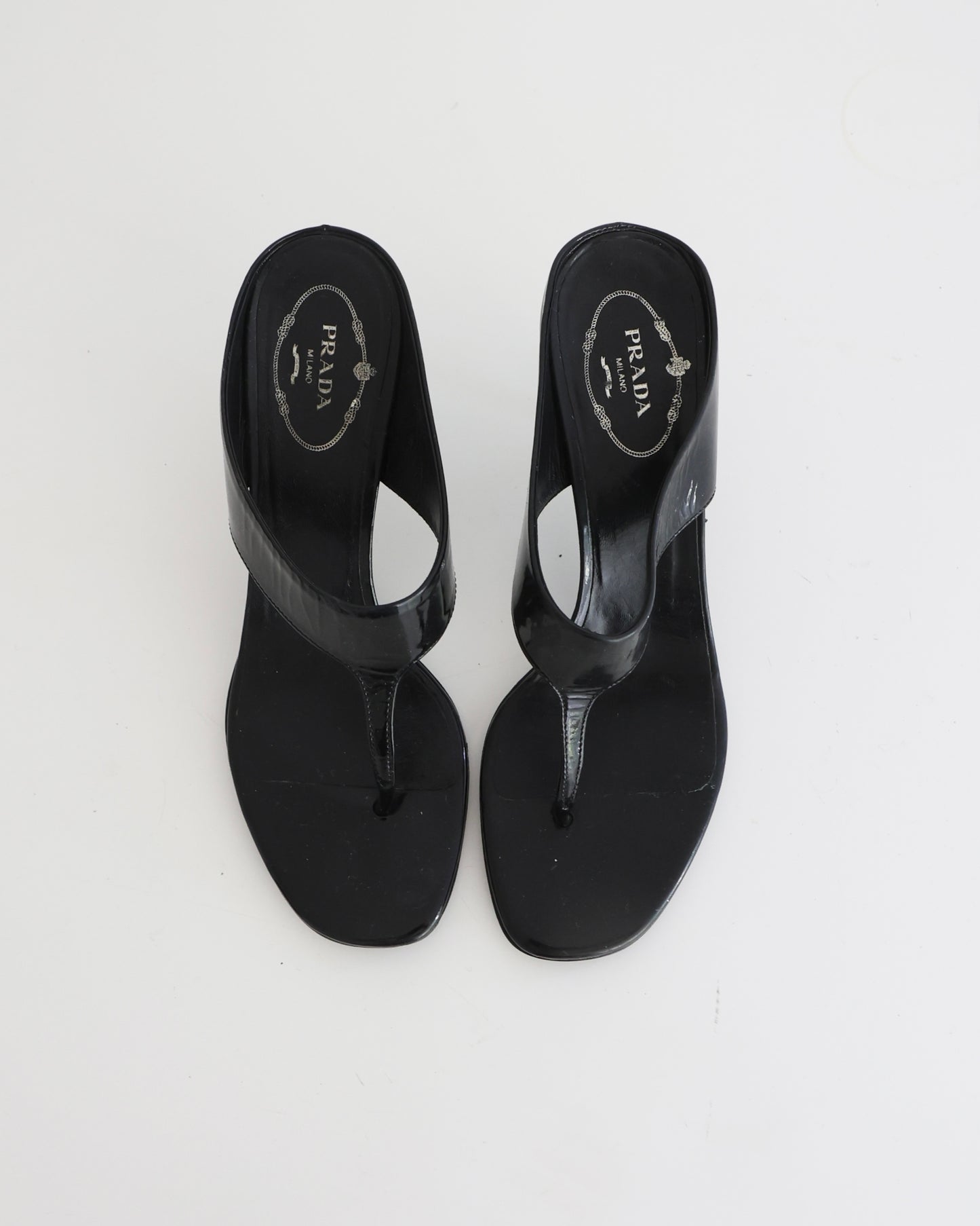 Vintage Prada Black T-Strap Heels