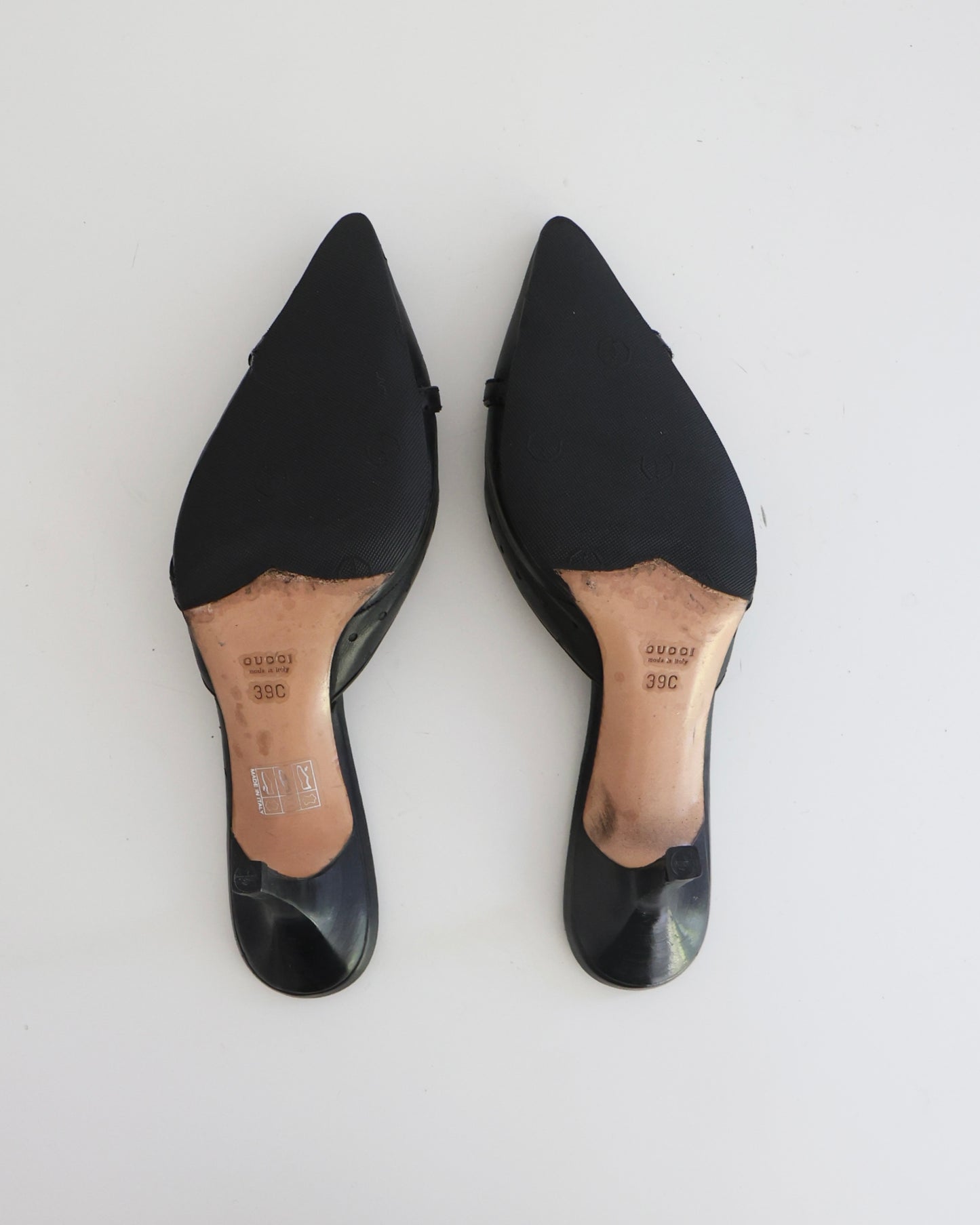 Gucci Black Leather Mules with GG Accents