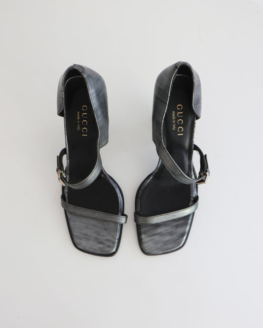 Vintage Tom Ford Gucci Silver Square Toe Heels