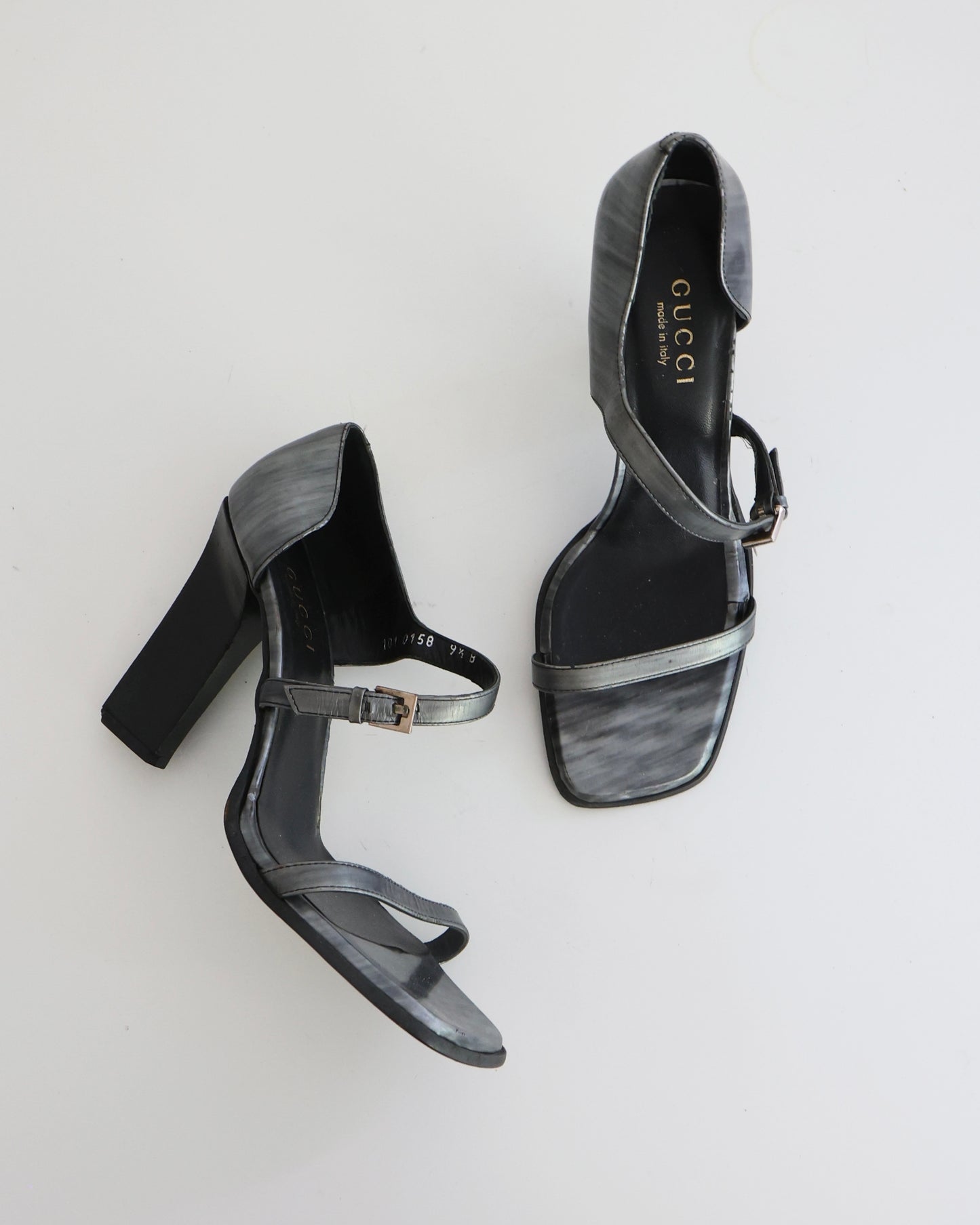 Vintage Tom Ford Gucci Silver Square Toe Heels