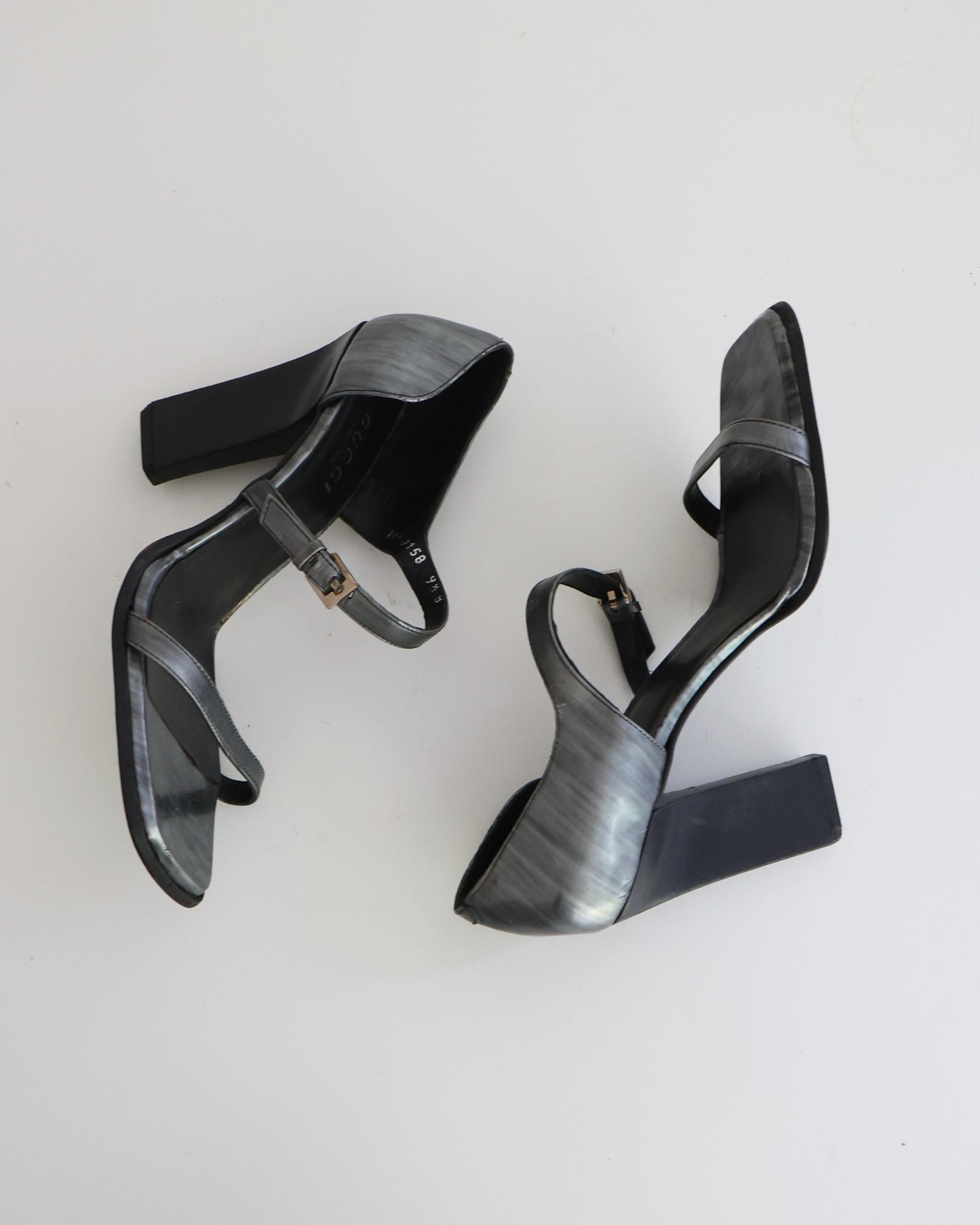 Vintage Tom Ford Gucci Silver Square Toe Heels