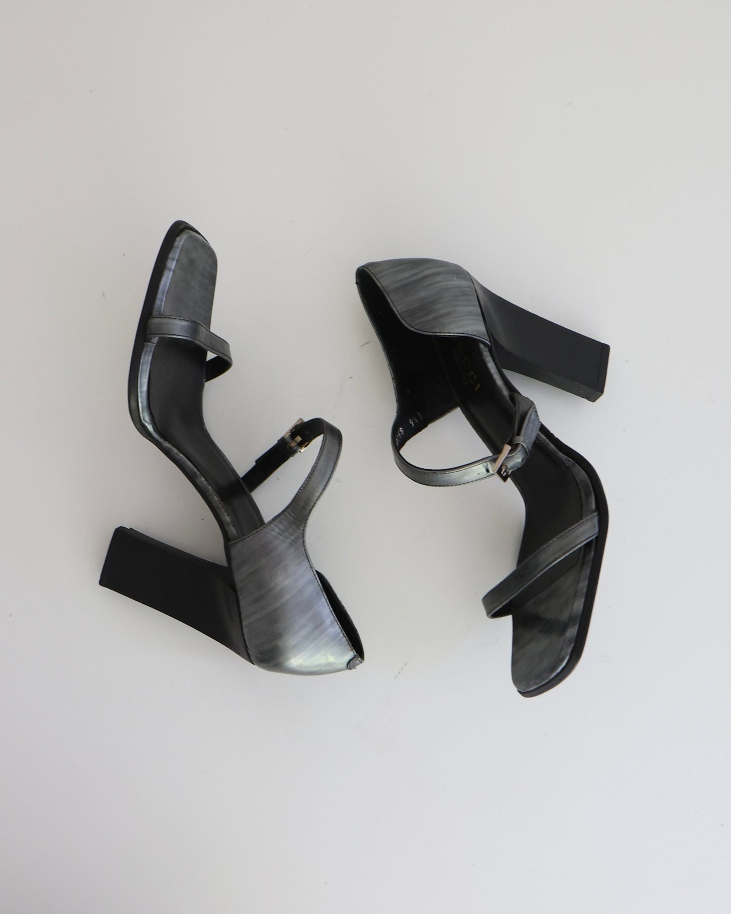 Vintage Tom Ford Gucci Silver Square Toe Heels