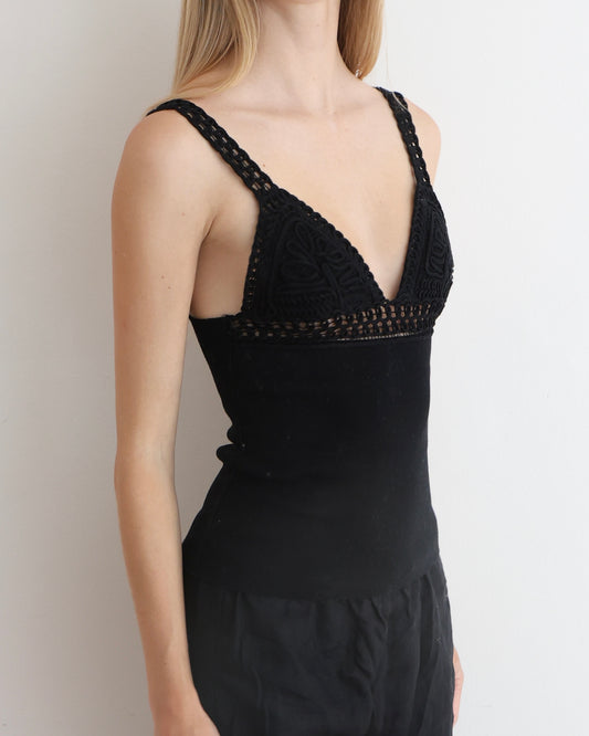 Valentino Black Crochet Tank