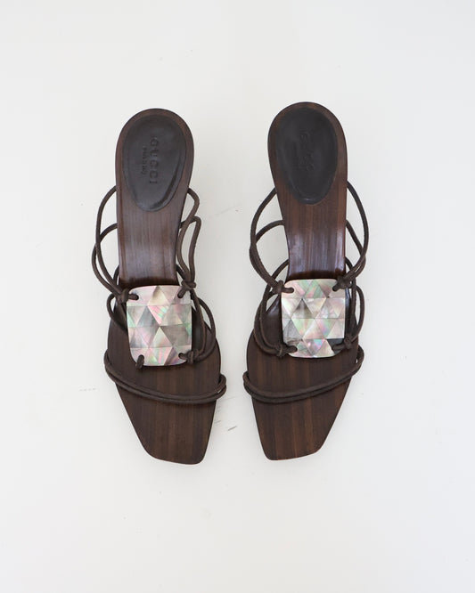 Gucci Brown Gem Heels