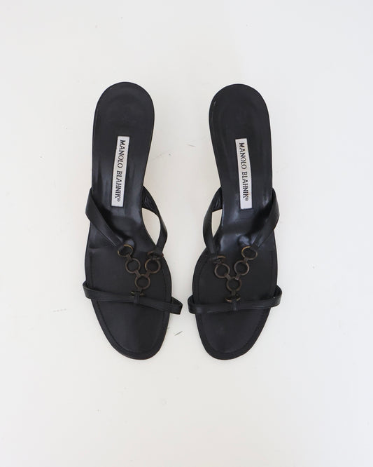 Manolo Blahnik Black Chain Link Heels