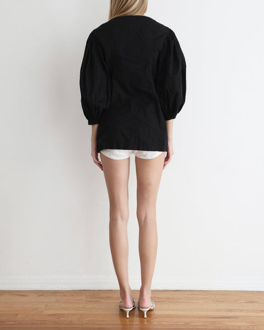 Jil Sander Black Peasant Top