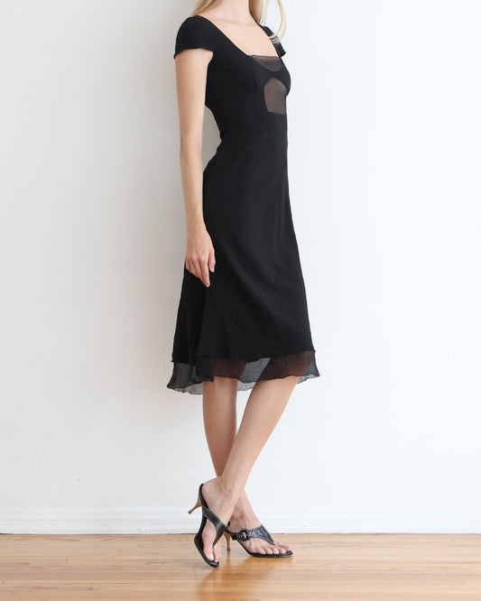 Prada Black Cut Out Midi Dress
