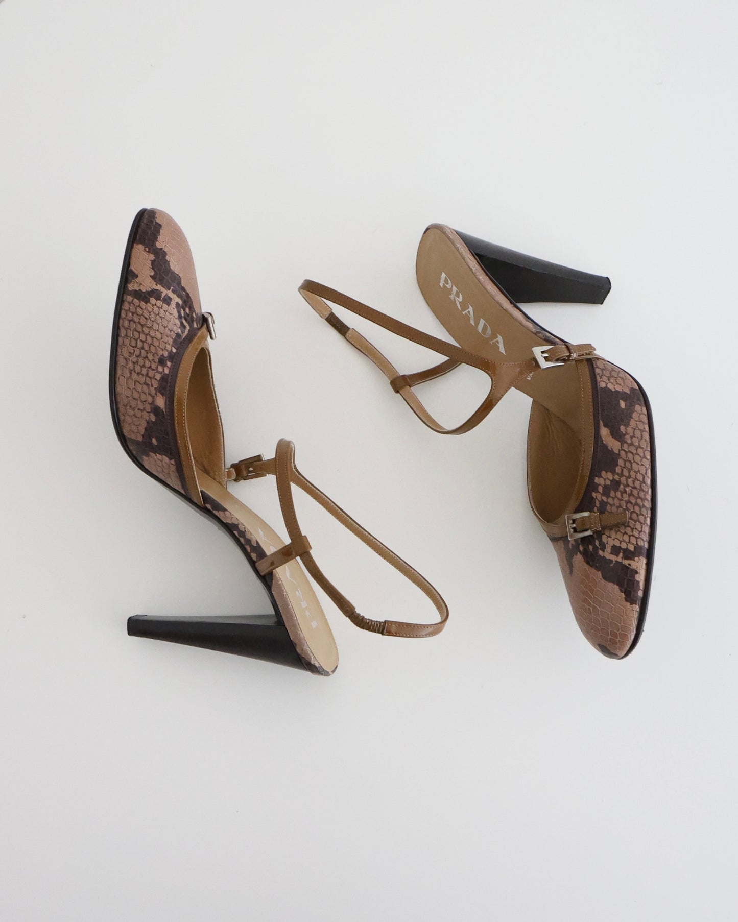 Prada Brown Snakeskin Heels 38.5