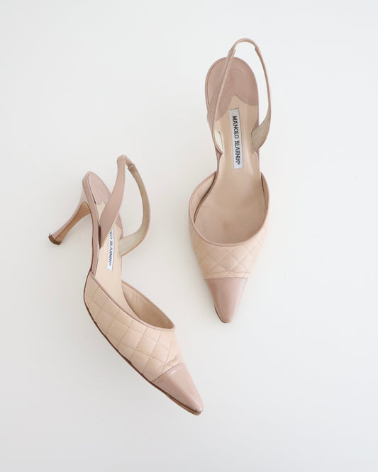 Manolo Blahnik Brown Quilted Heels 40