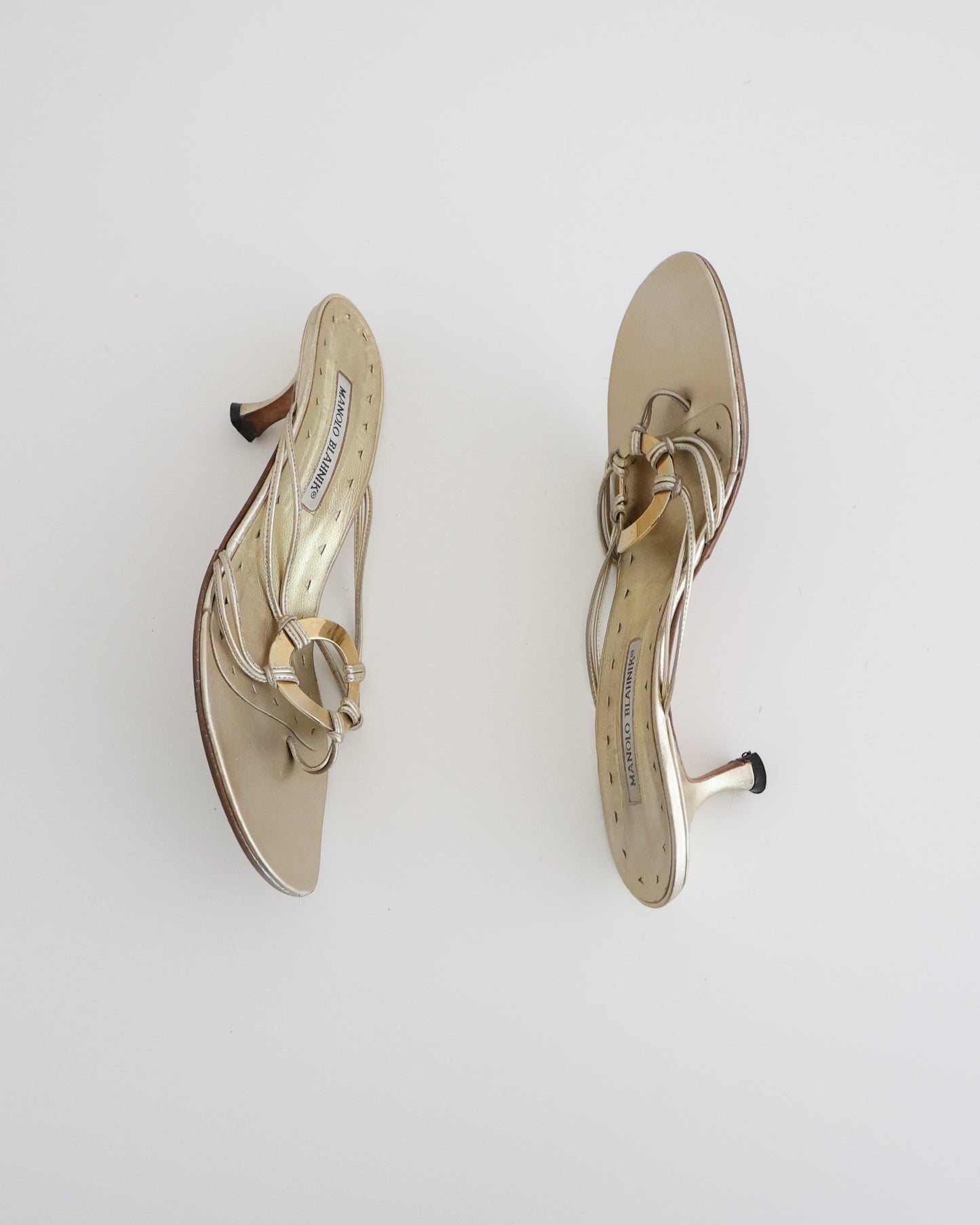 Manolo Blahnik Gold Ring Heels 40
