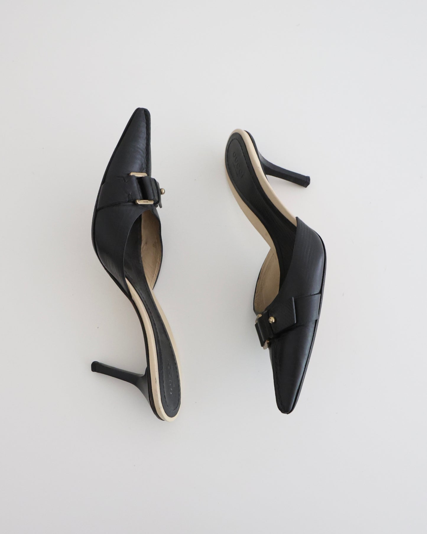 Gucci Black Buckle Mules 7.5