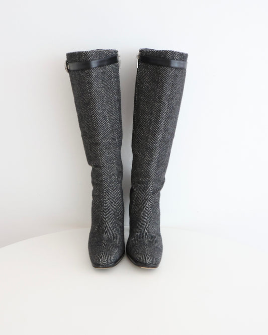 Burberry Gray Buckle Boots