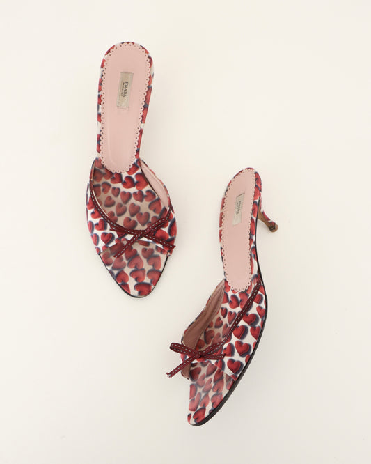 Prada Red Heart Heels 40