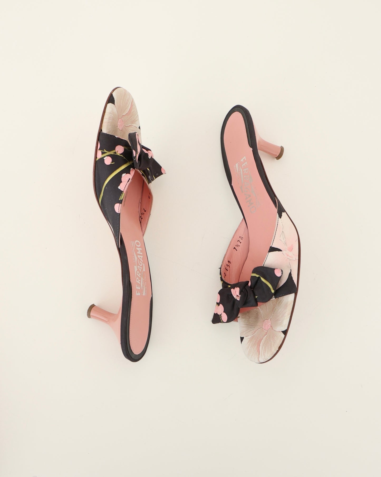Ferragamo Pink Floral Heels 7.5