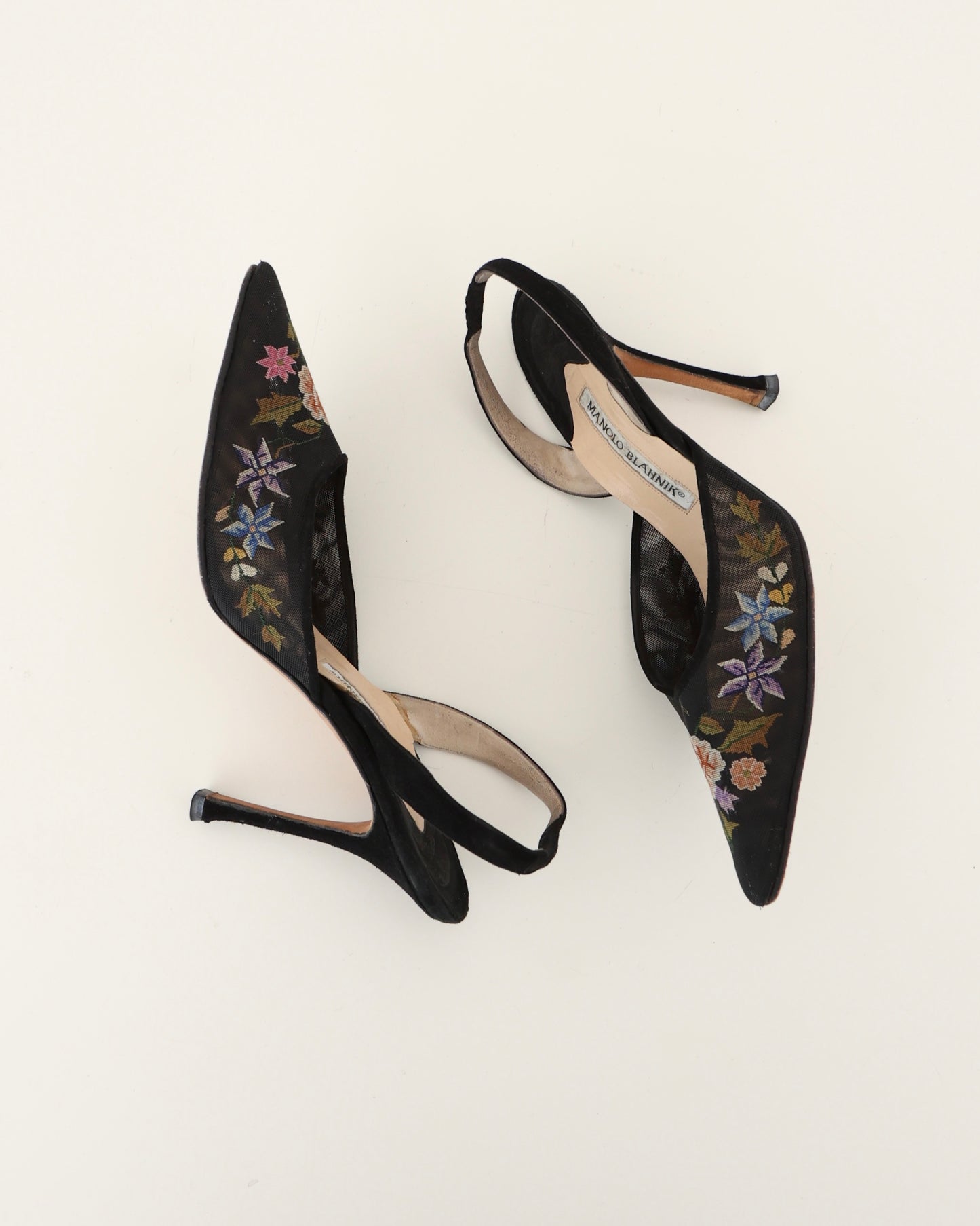 Manolo Blahnik Black Floral Heels 37.5