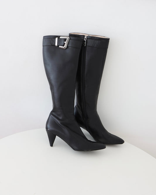 Prada Black Buckle Boots 36.5