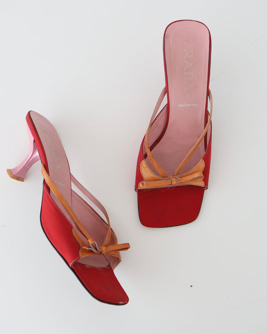 Prada Red Bow Heels 39
