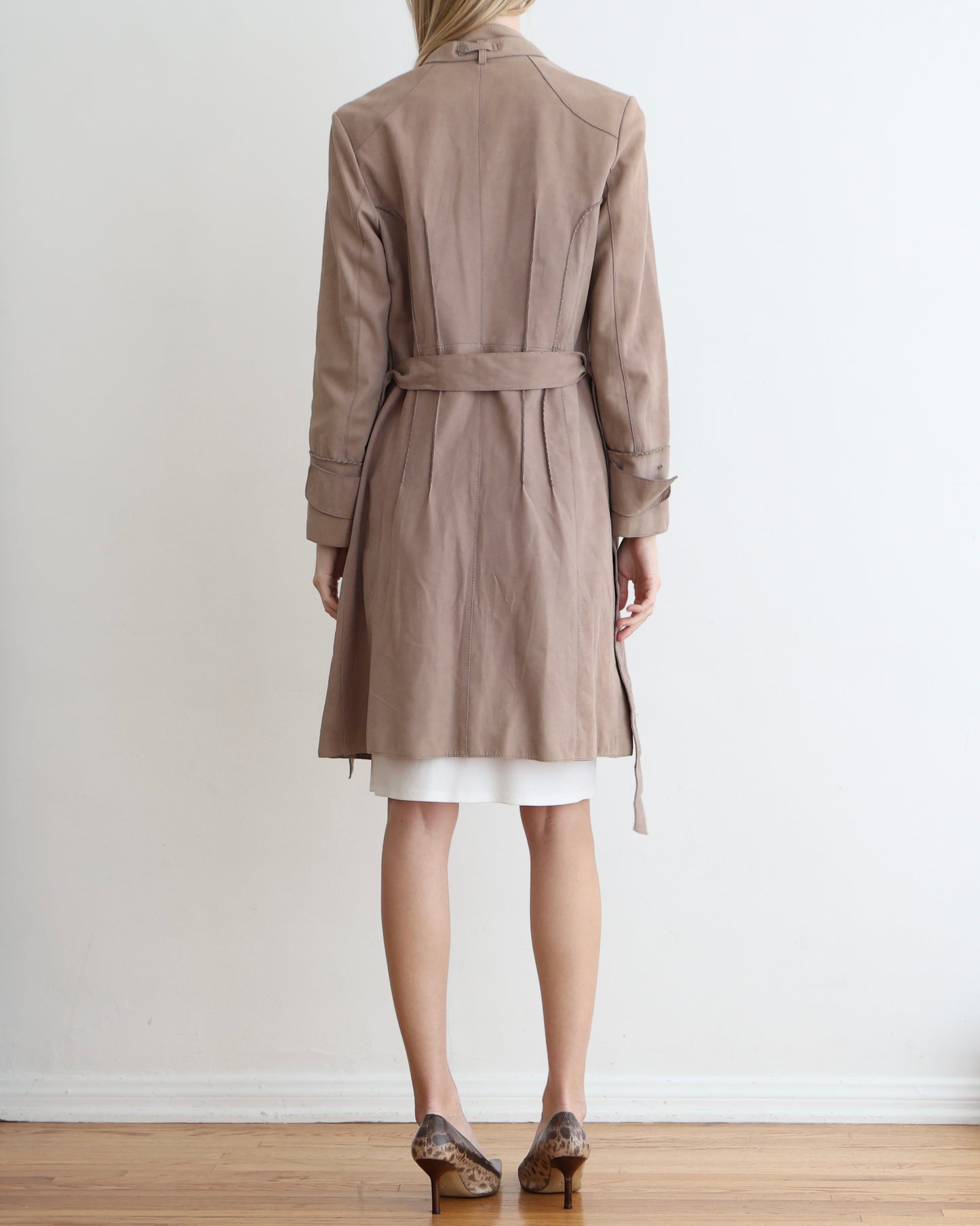 Brown Lambskin Trench Coat XS