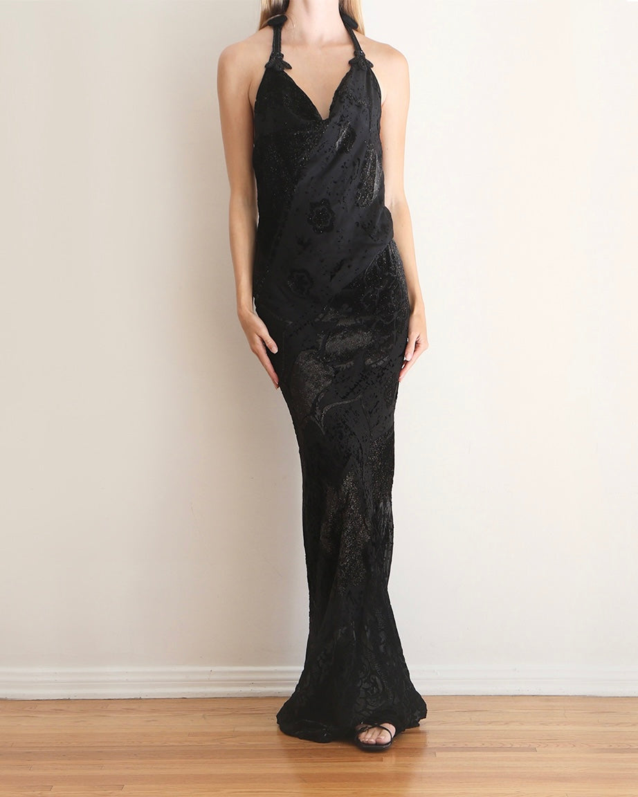 Roberto Cavalli Black Halter Gown