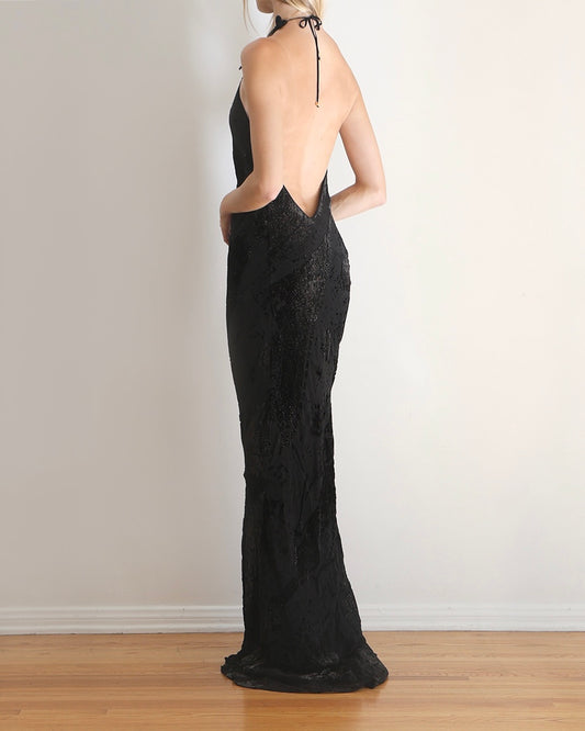 Roberto Cavalli Black Halter Gown
