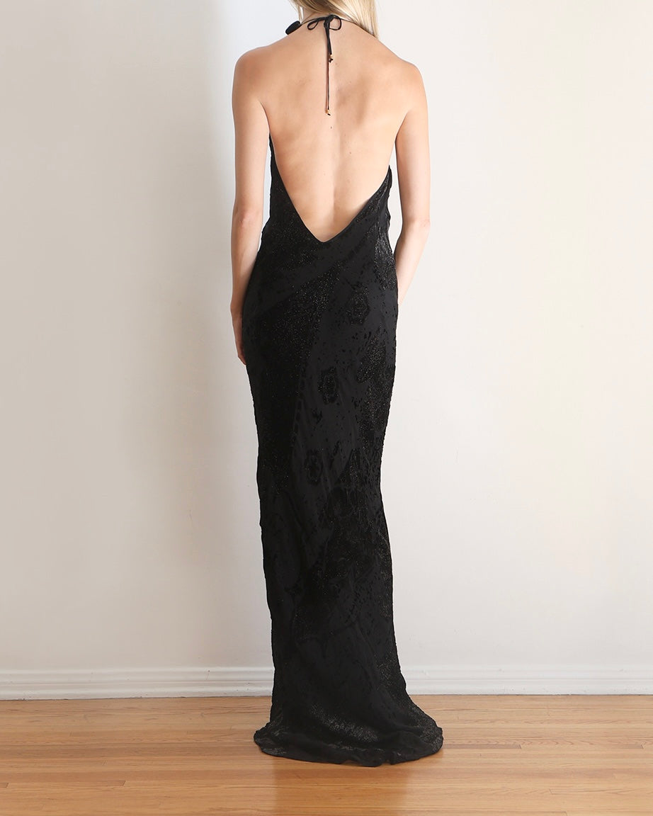 Roberto Cavalli Black Halter Gown