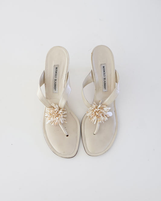 Manolo Blahnik Cream Shell Heels