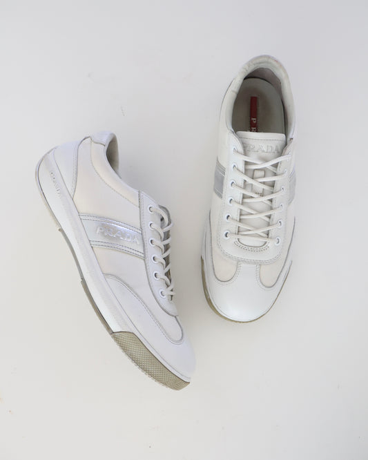 Prada White & Silver Sneakers