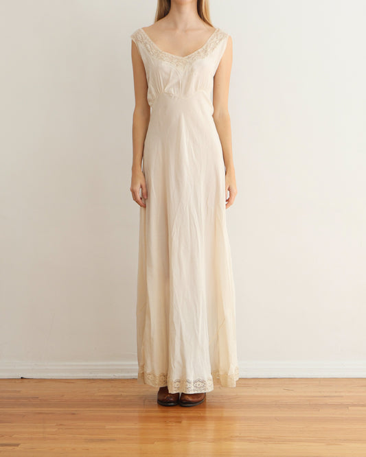 Cream Lace Bias Cut Slip Dress