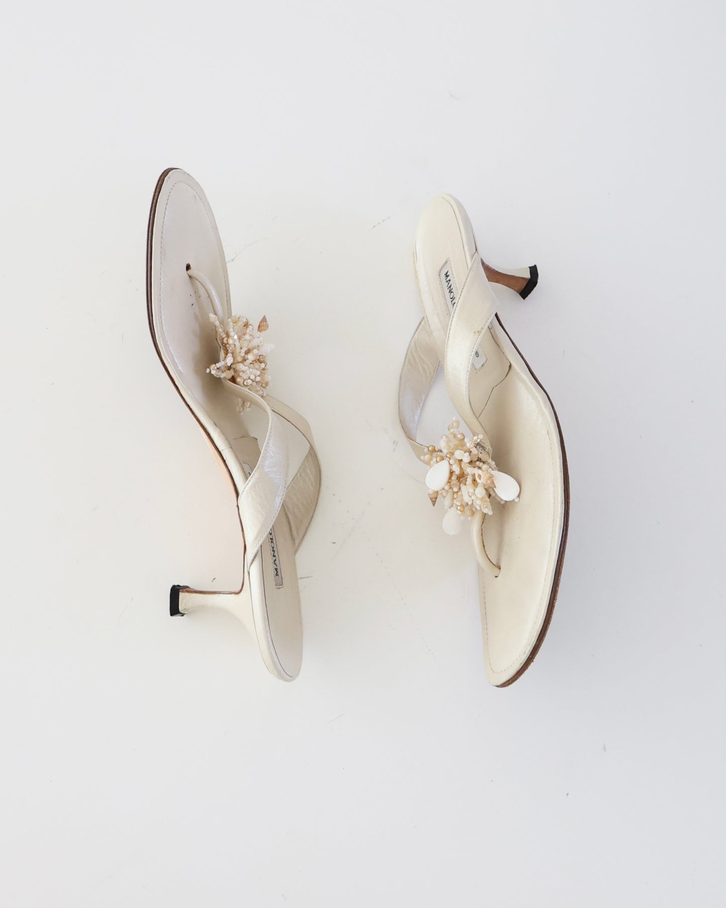 Manolo Blahnik Cream Shell Heels