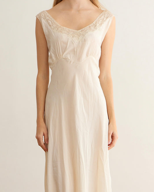 Cream Lace Bias Cut Slip Dress