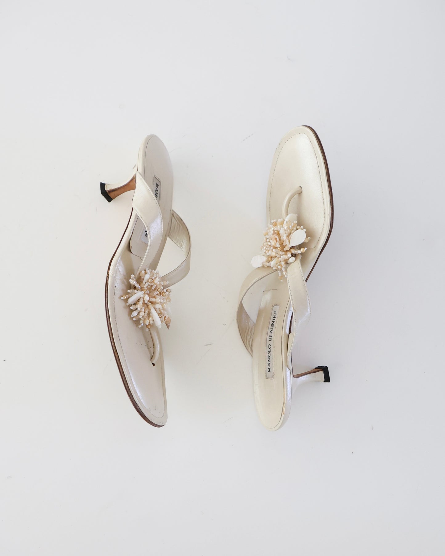 Manolo Blahnik Cream Shell Heels